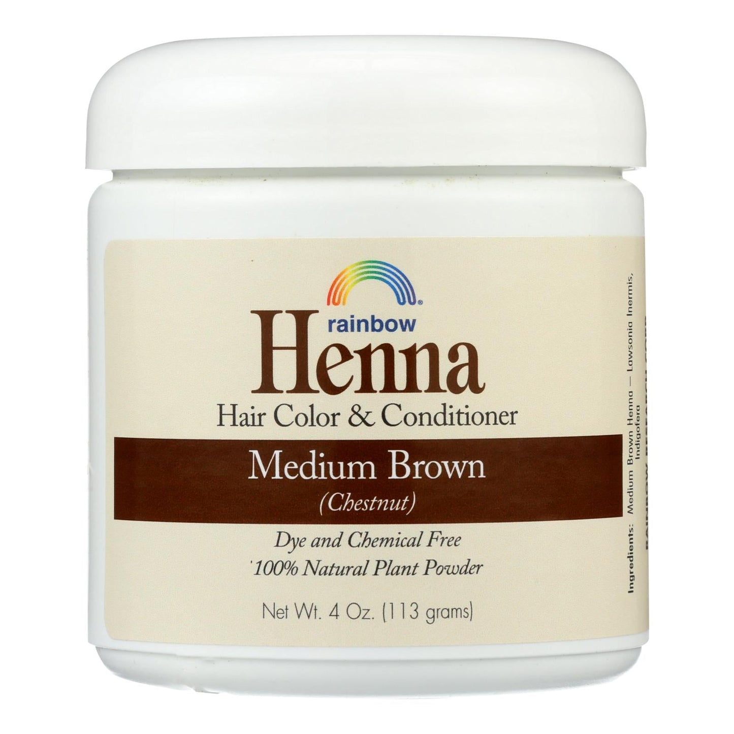 Rainbow Henna Hair Color & Conditioner Medium Brown 4 Oz