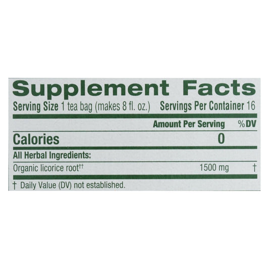 Organic Licorice Root Herbal Tea - 16 Bags, Case of 6