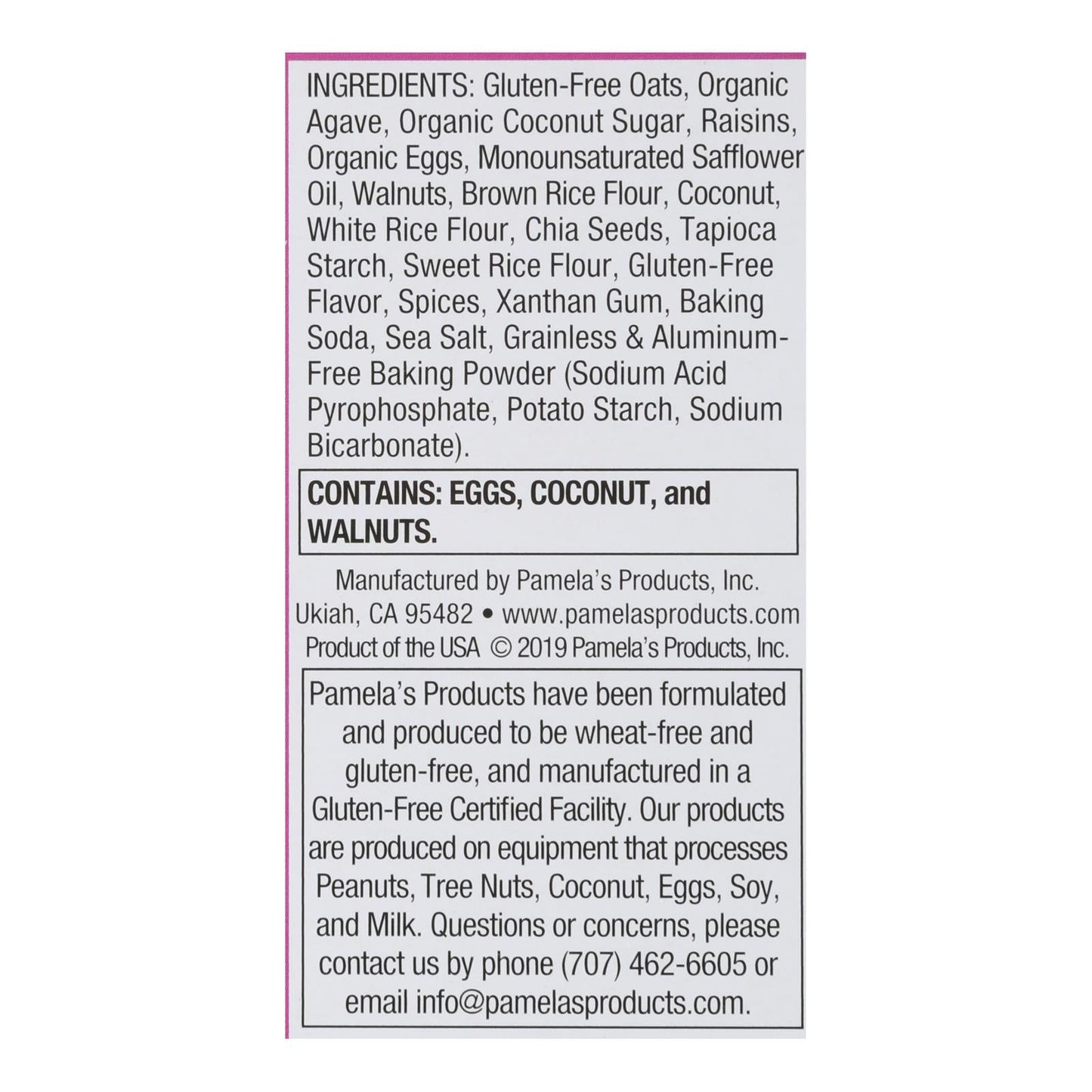 Pamela's Oat Spice Bars - Raisin Walnut, 6 Pack