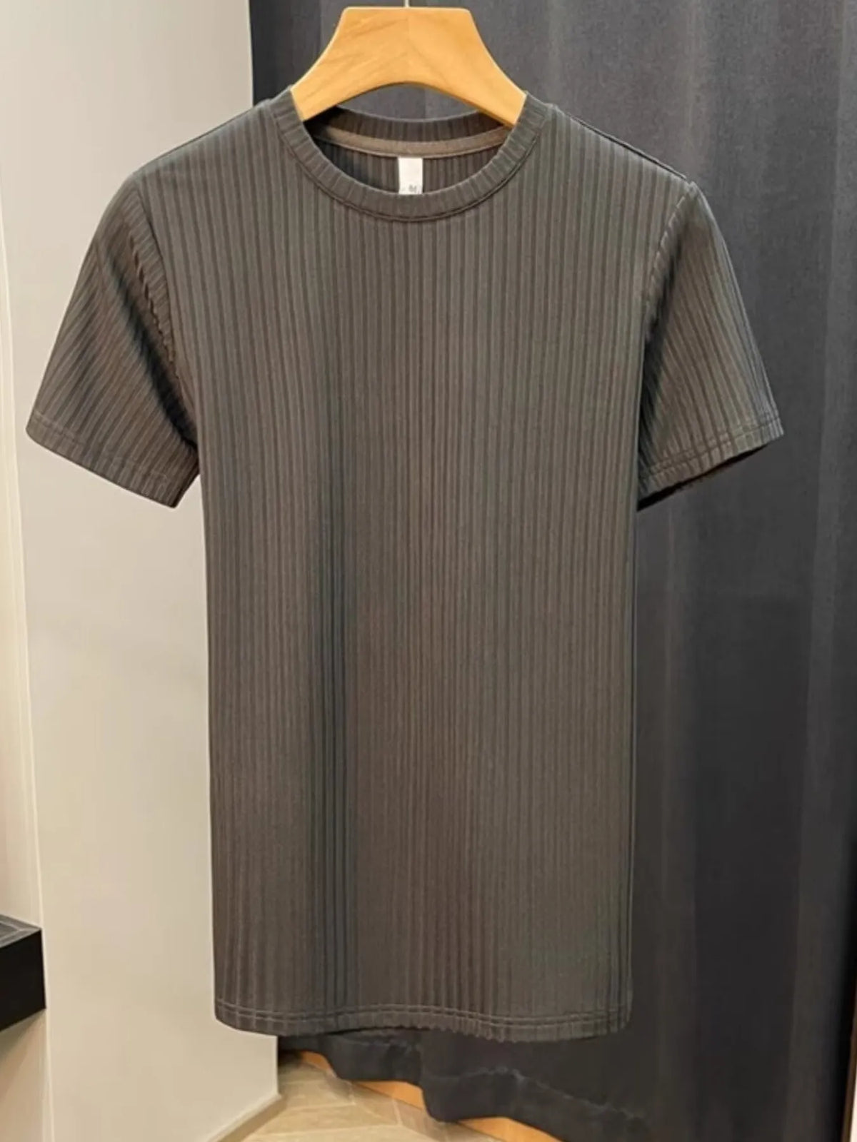 Men's Plus Size Slim Fit Ribbed Knit T-Shirt