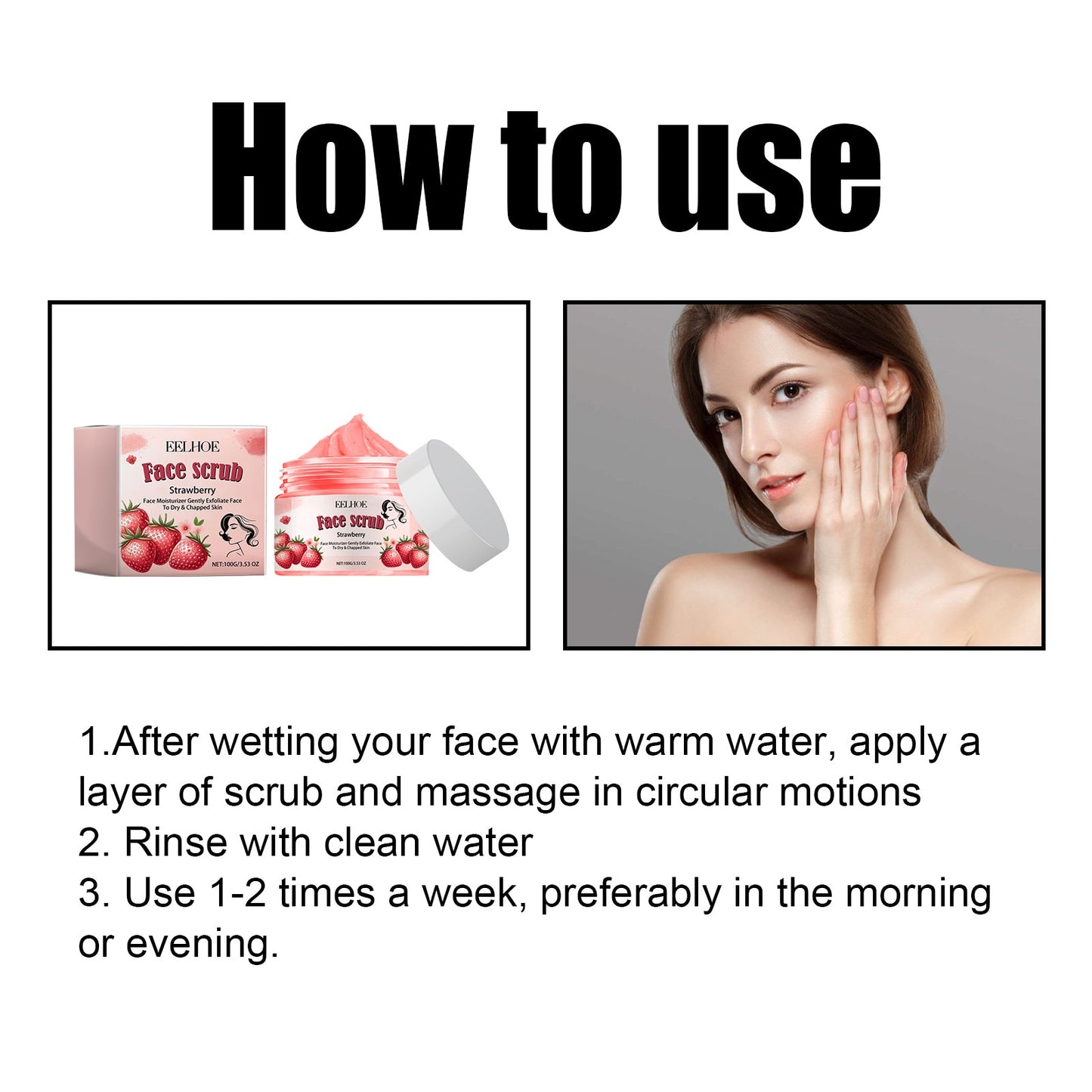 EELHOE Face Scrub, Soften Cutin Supple Skin Moist Water Embellish Burnish