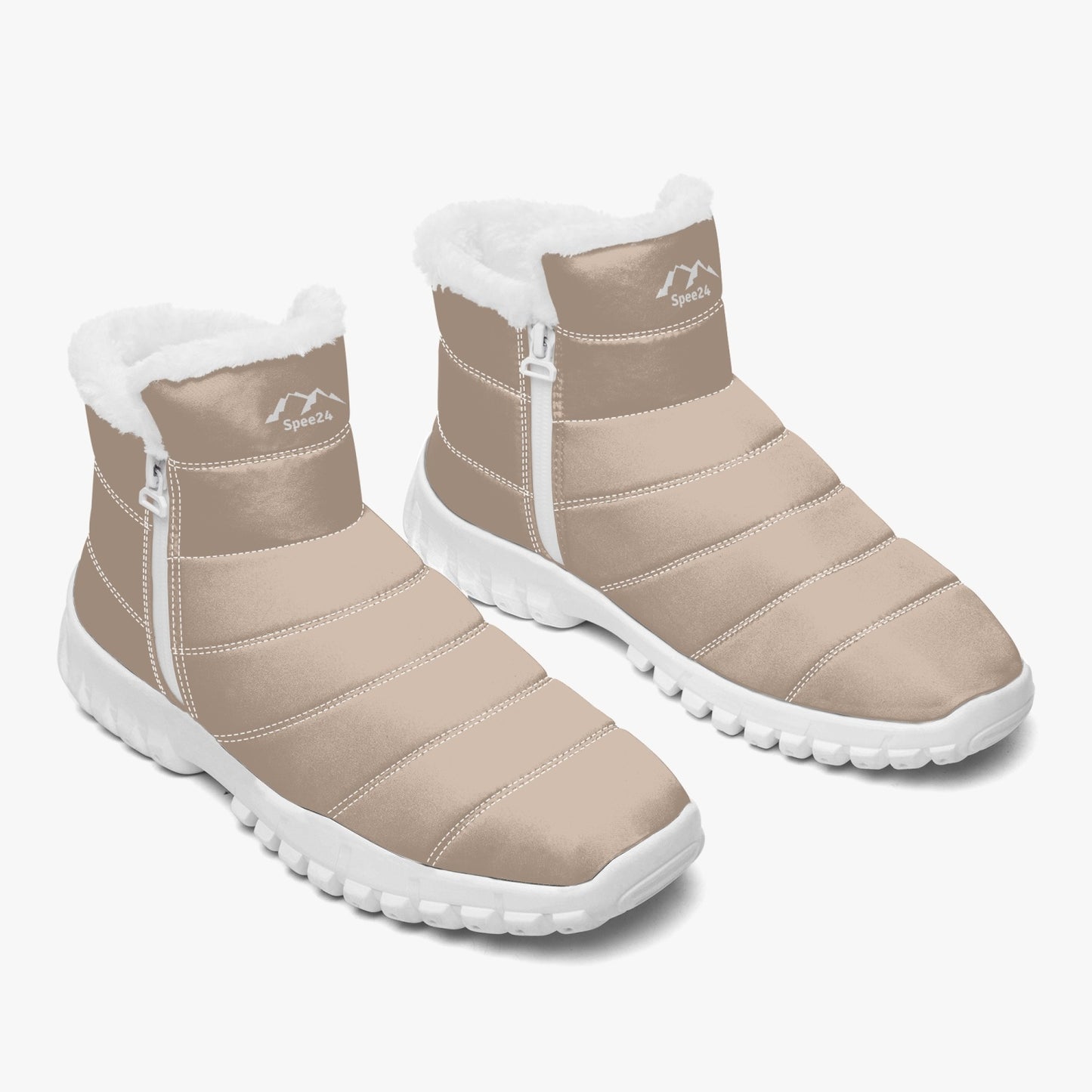 SHO-023CRM-24 Fur Cotton pad Zip Boots