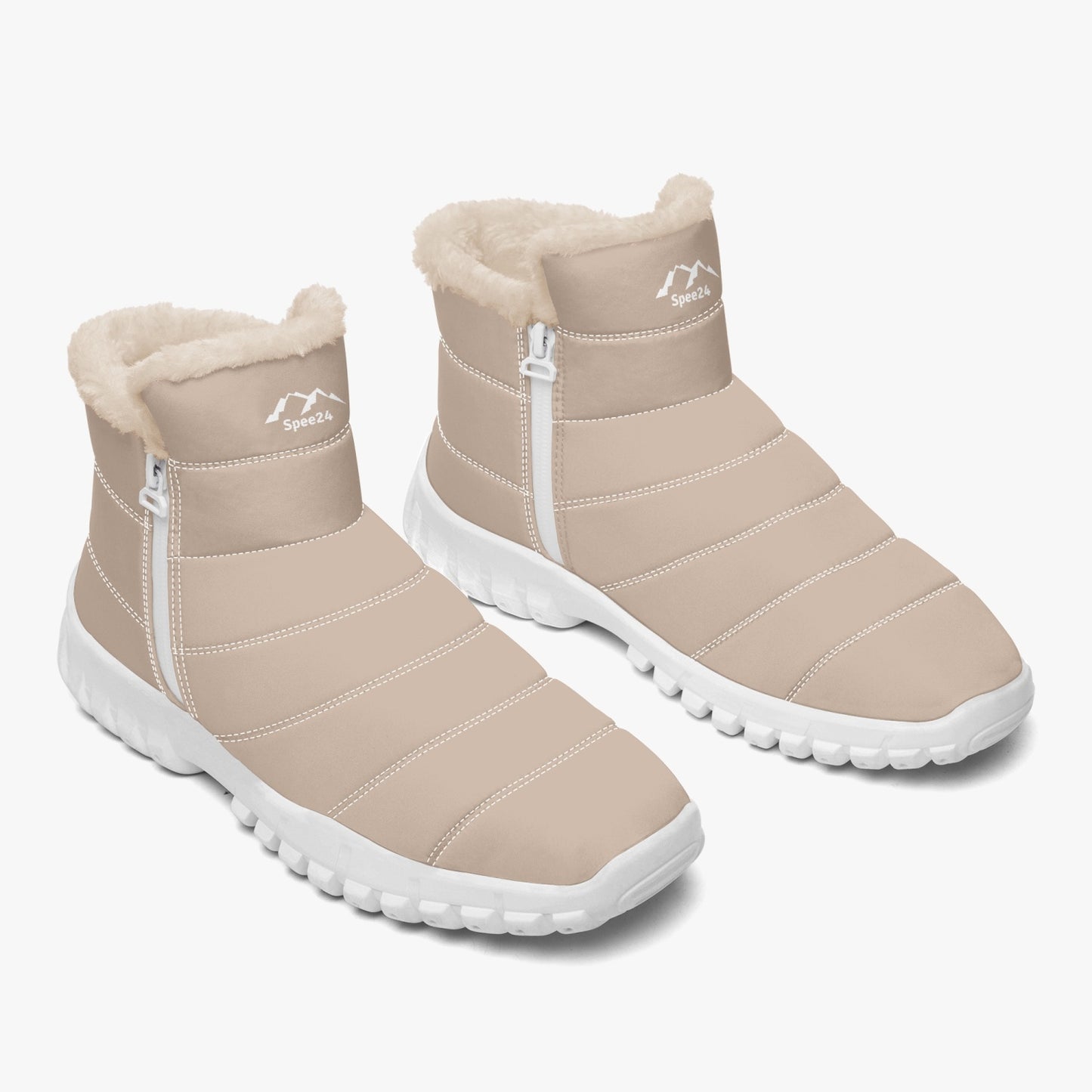 SHO-023CRM-24 Fur Cotton pad Zip Boots