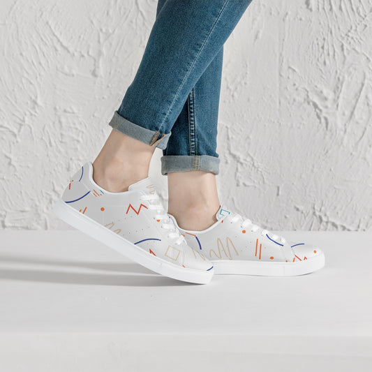 SHO-016GY-24 Classic Leather Sneakers - White Gray