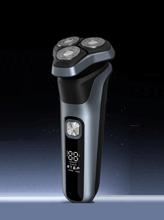 Rechargeable Rotary Electric Shaver with LED Display
