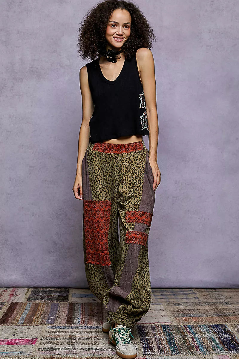 POL Star Patch V-Neck Cropped Ribbed Tank