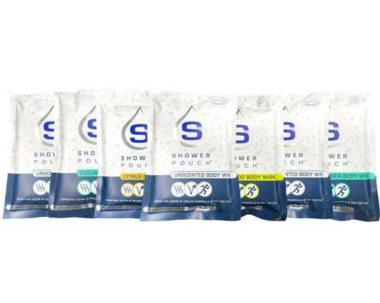 5-pack Shower Pouch XL (2' x 1') Body Wipes