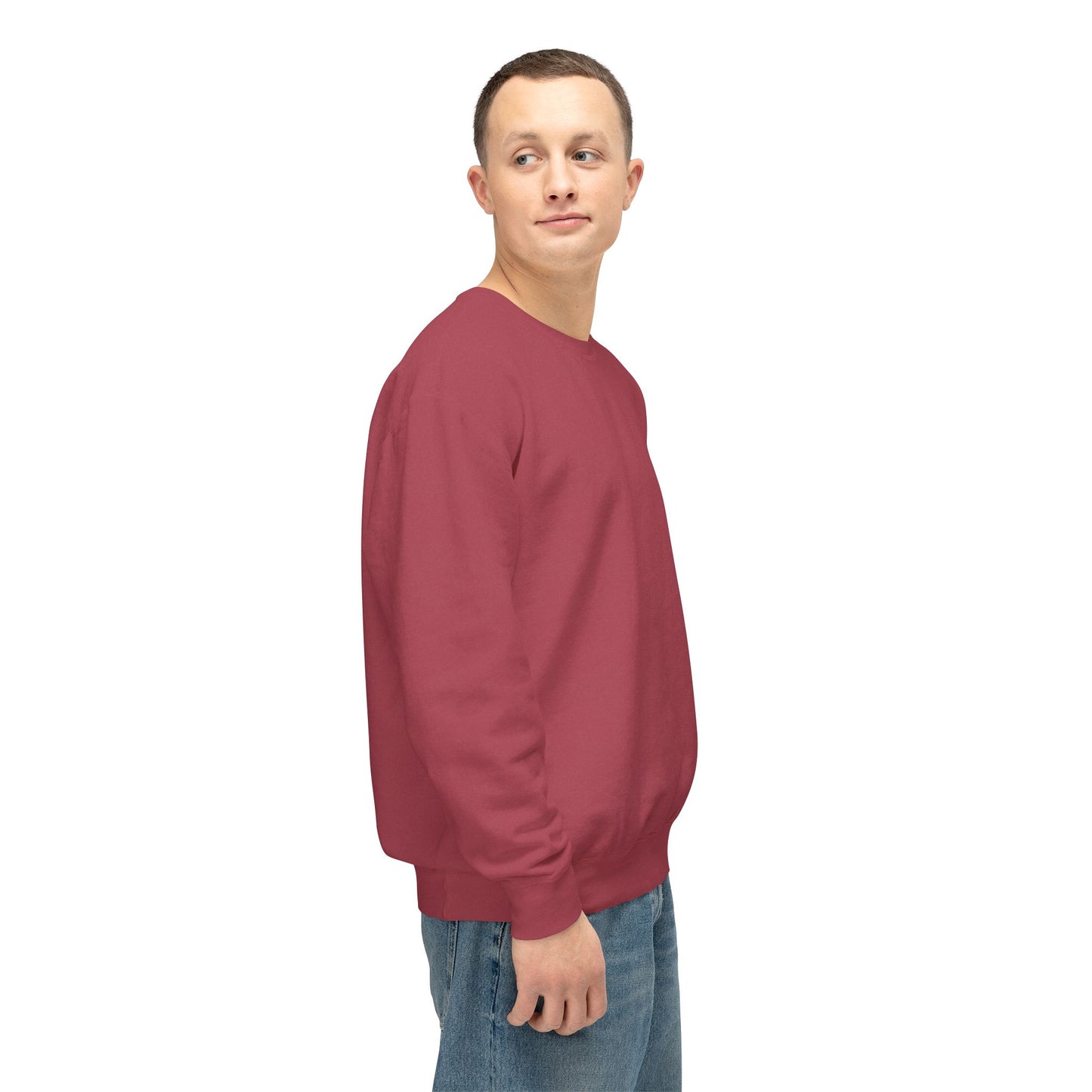 SW-109MRN-24 Unisex Lightweight Crewneck Crimson Color Sweatshirt