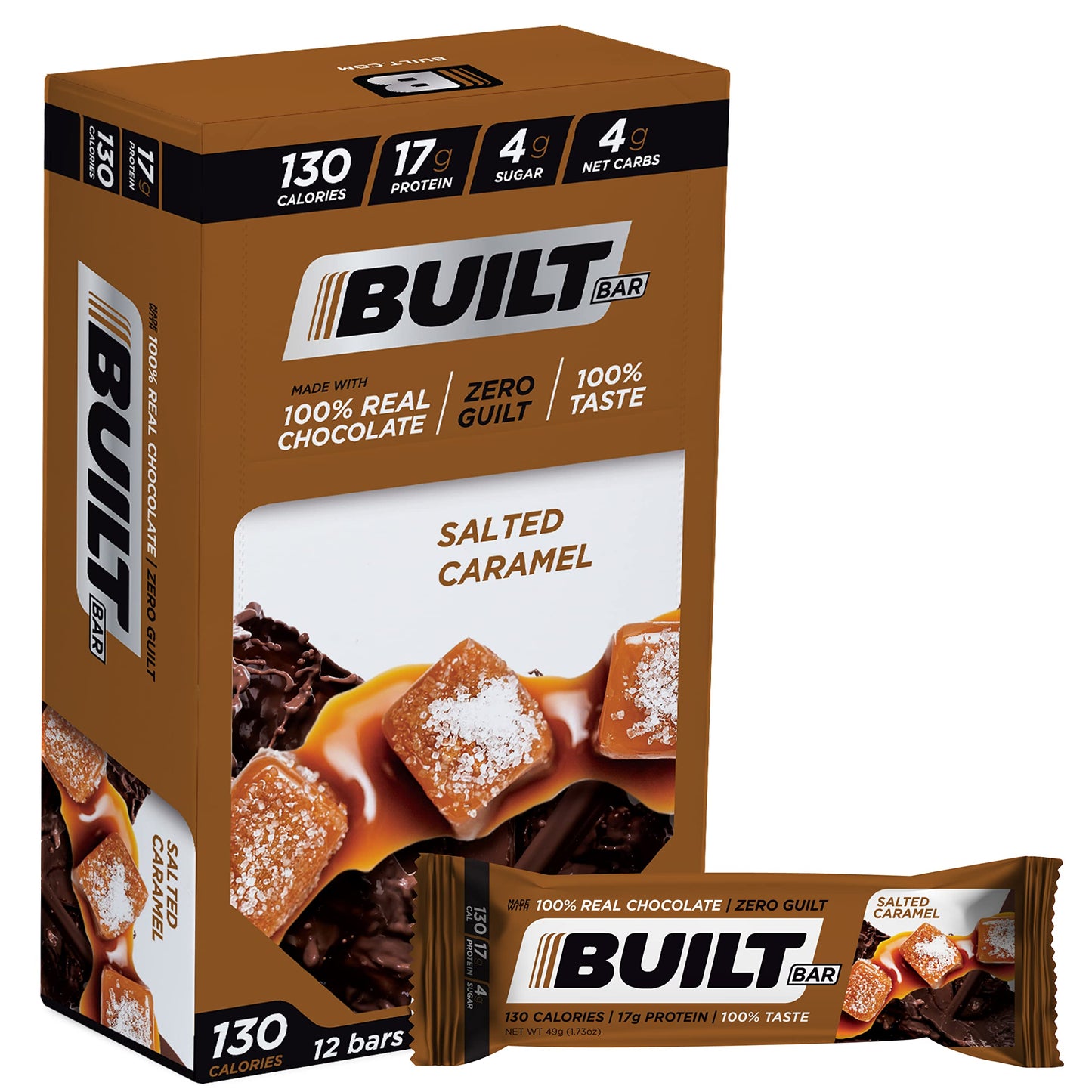 Built Bar Protein Bar, Salted Caramel, 12 Pack, 49grm