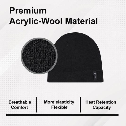 Cuffed Wool Winter Beanie – Unisex Skull Cap for Cold Weather