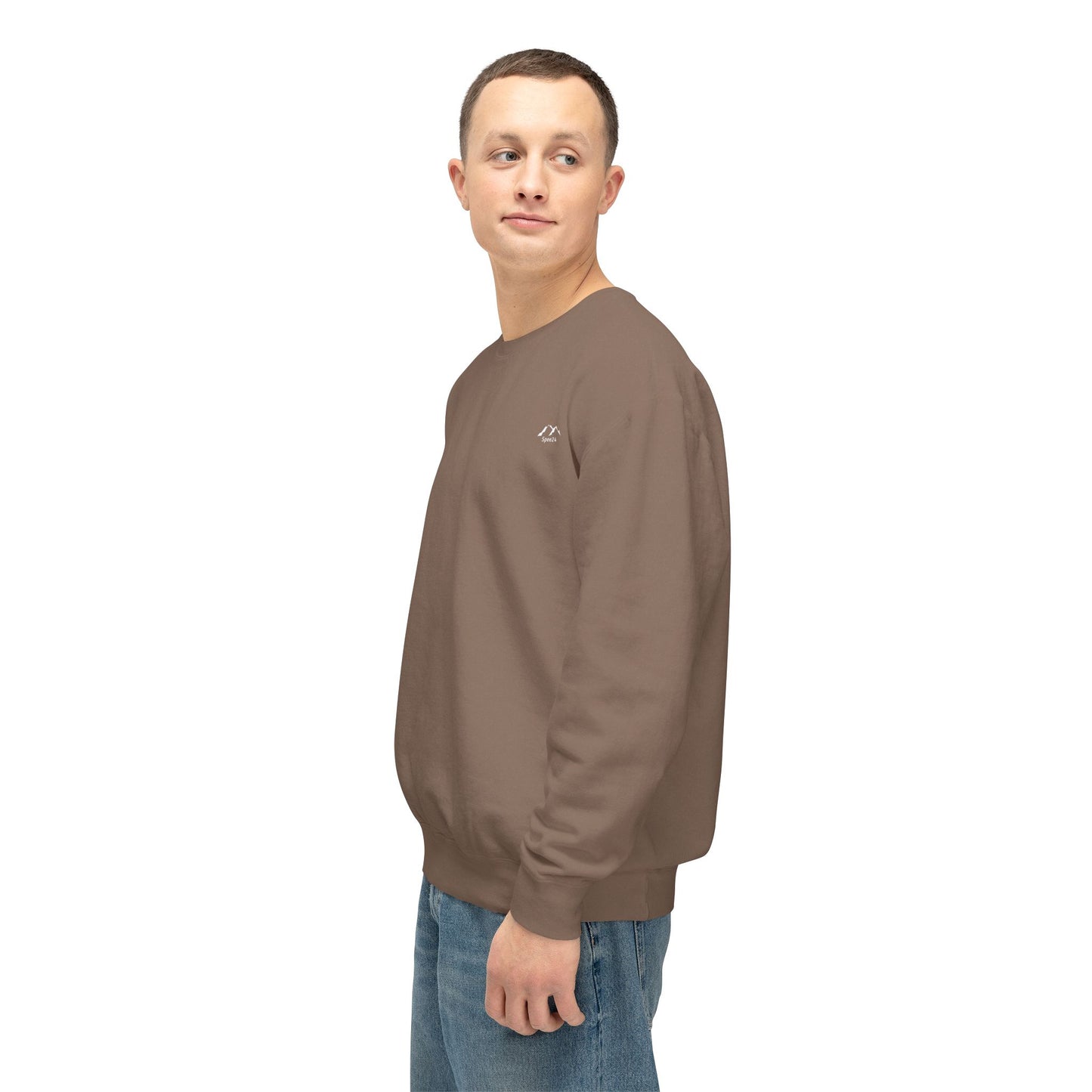 SW-105BRN-24 Unisex Lightweight Crewneck Espresso Color Sweatshirt