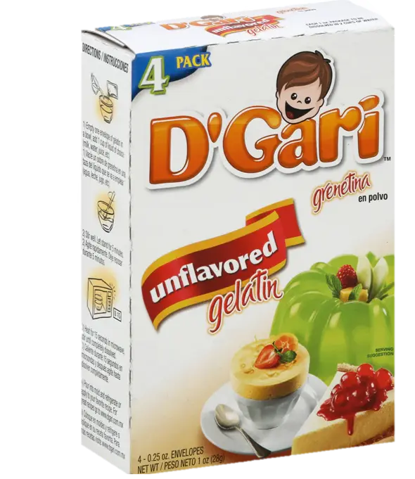 D'Gari Gelatin Unflavored (Grenetina) 4 pk