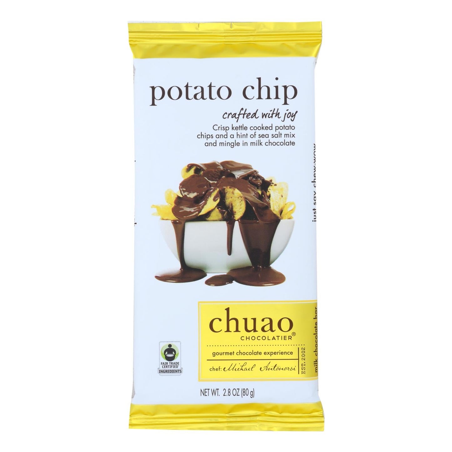 Chuao Chocolatier Potato Chip Deliciously Enrobed in Creamy Milk Chocolate - Case of 12 - 2.8 O