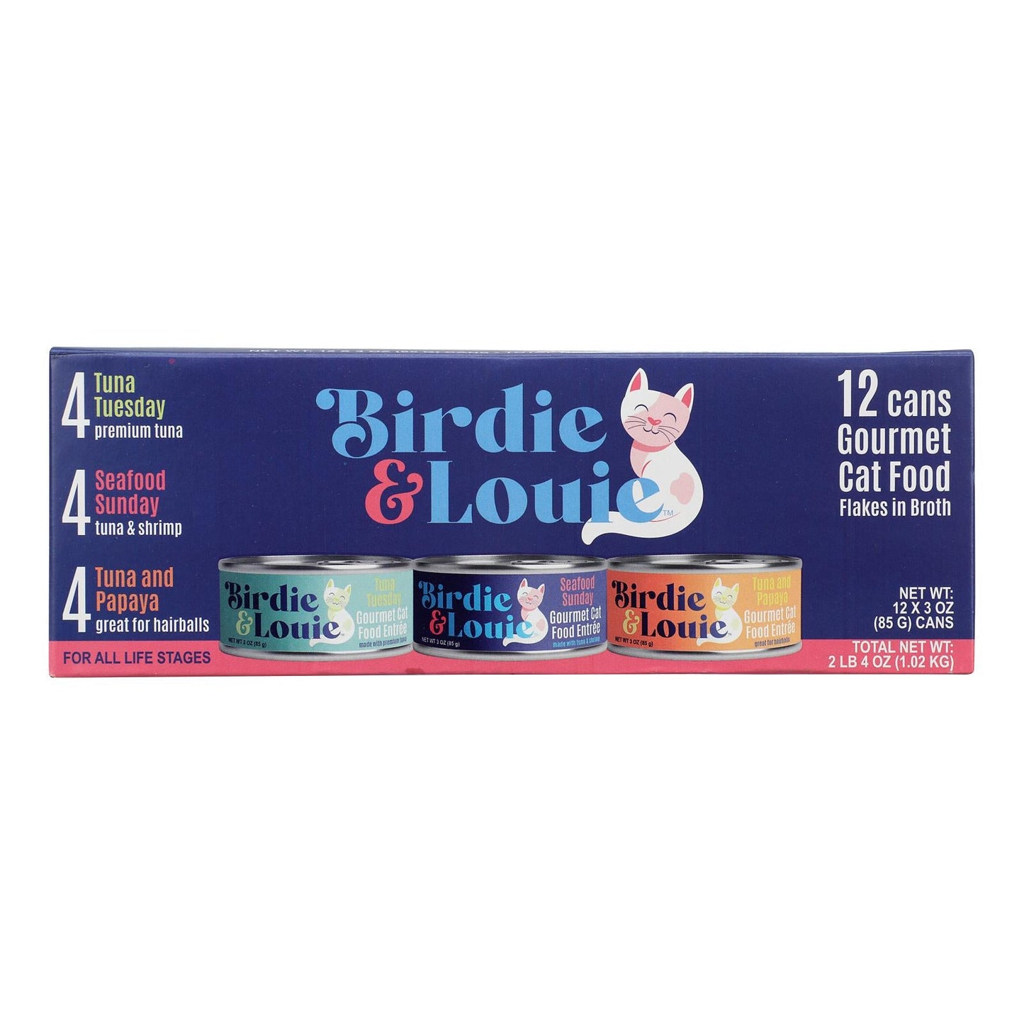 Birdie & Louie Wet Cat Food Variety Pack, 12 Cans (3 Flavors)