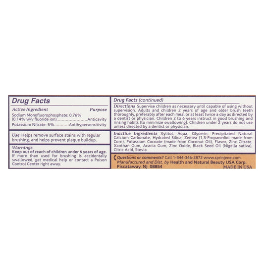 Sprinjene Natural Sensative Toothpaste with Flouride - 3.5 Oz