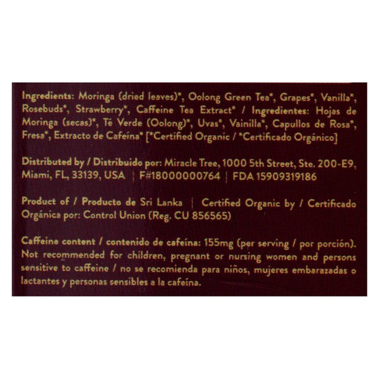 Miracle Tree Tea Moringa Grape Vanilla (Pack of 5) 16 Ct