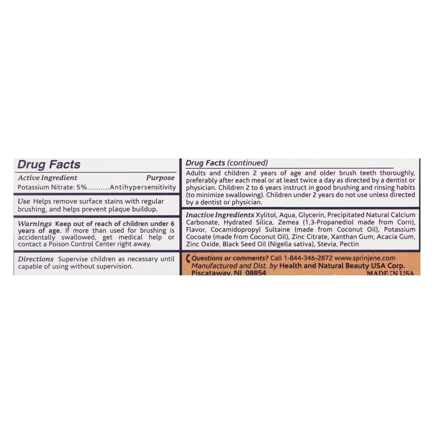 Sprinjene Natural Toothpaste for Sensitive Teeth - 3.5 oz