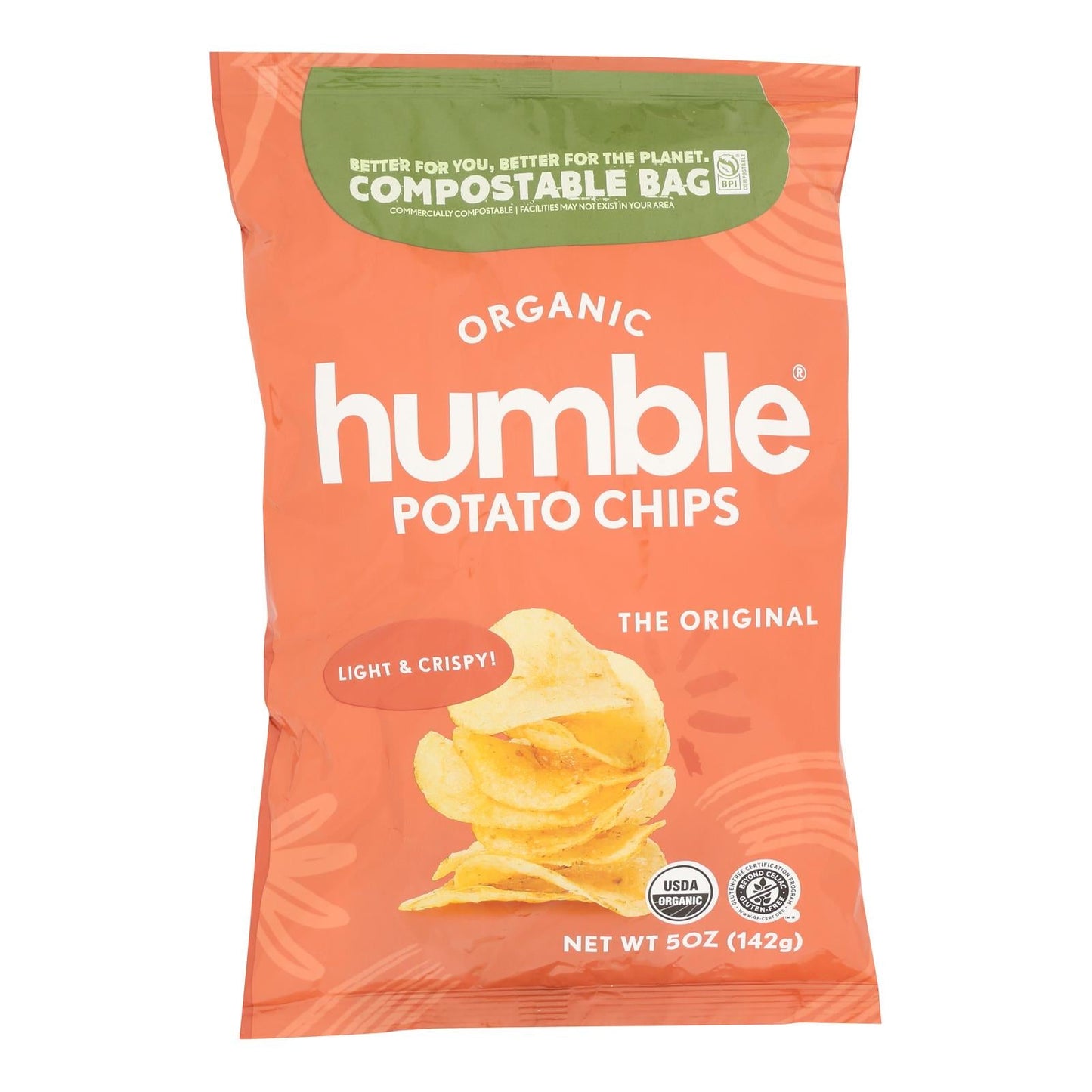 Humble Potato Chips Original Potato Chips, Case of 12 - 5 Oz