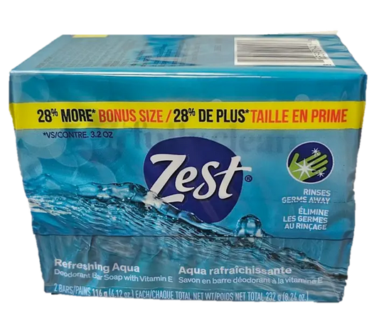 Zest Aqua Bar Soap 2pk 4.12 oz