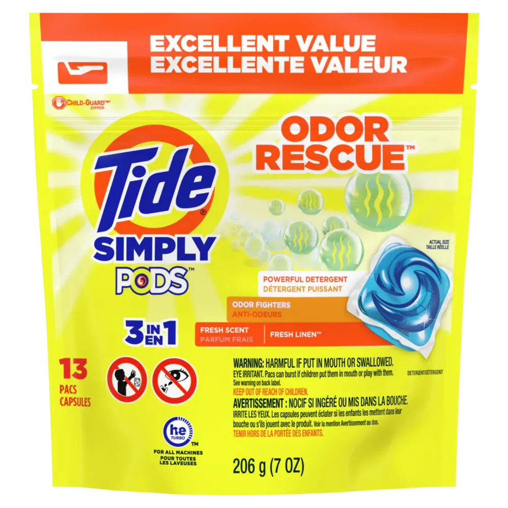 Tide Simply Pods Odor 3in1 Rescue Liquid Laundry Detergent 13 ct