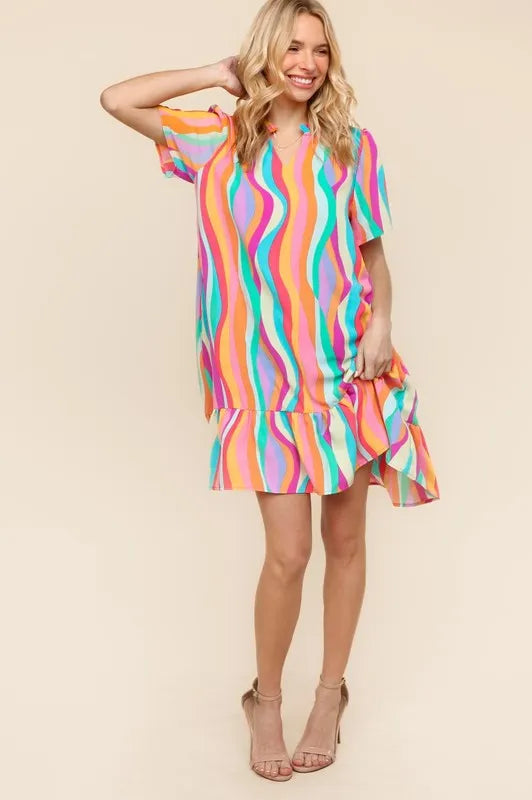 Haptics Tiered Woven Ruffle Hem Dress