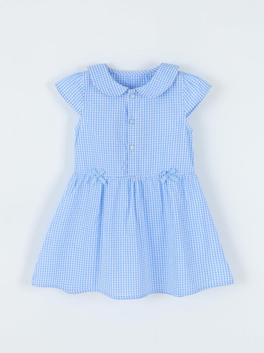 Children's Gingham Peter Pan Collar Button-Front Dress