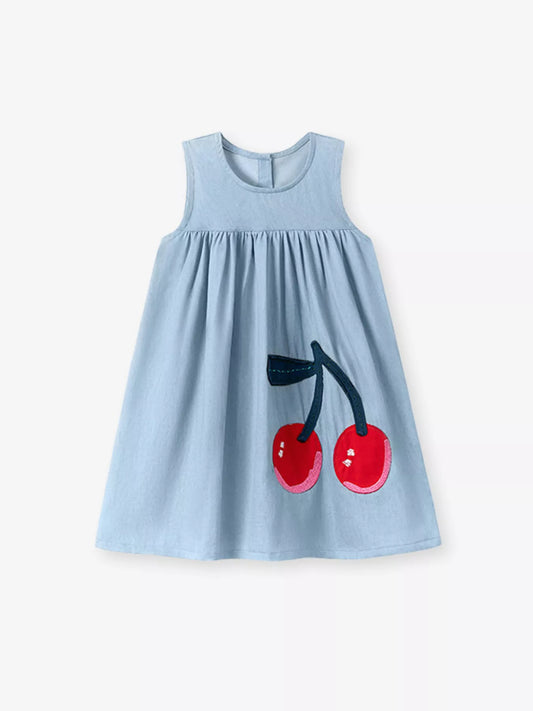 Children's Cherry Sleeveless Casual Dress