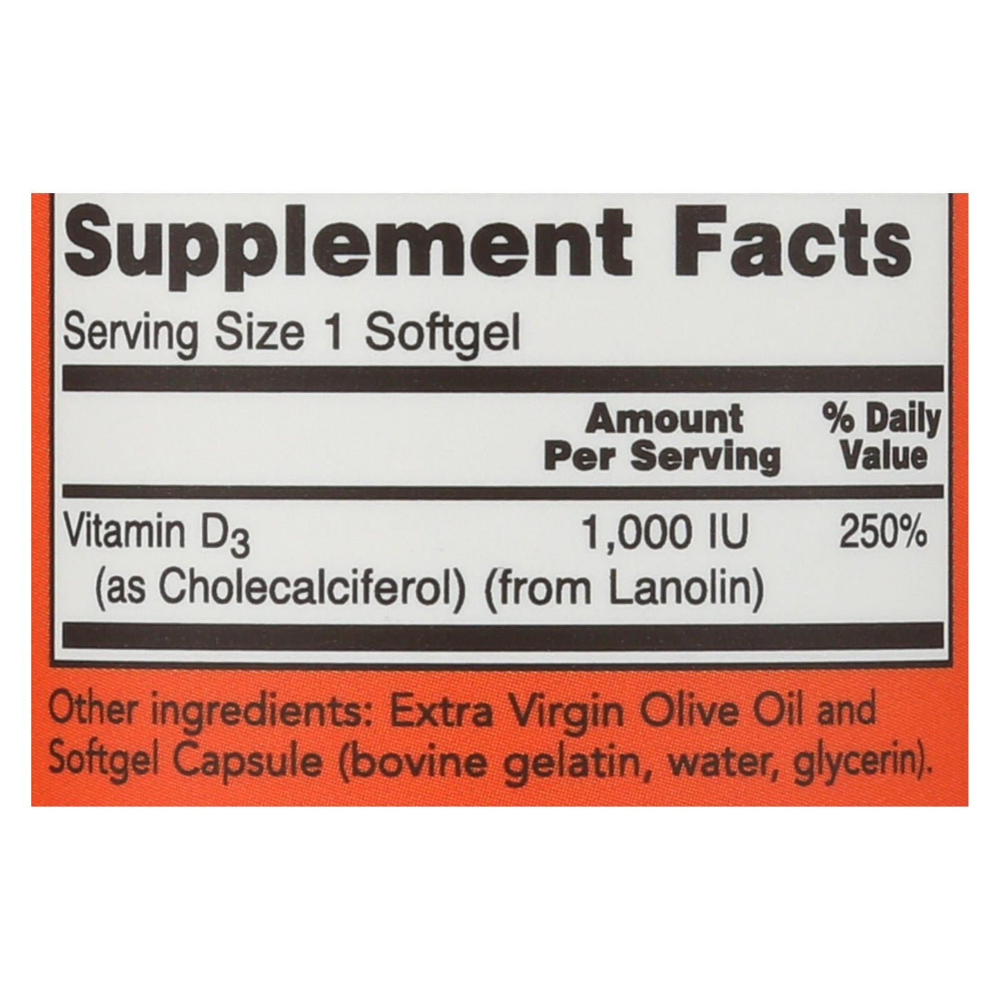 Now Foods Vitamin D-3 1000 IU: Essential Vitamin for Bone and Immune Support - 180 Softgels