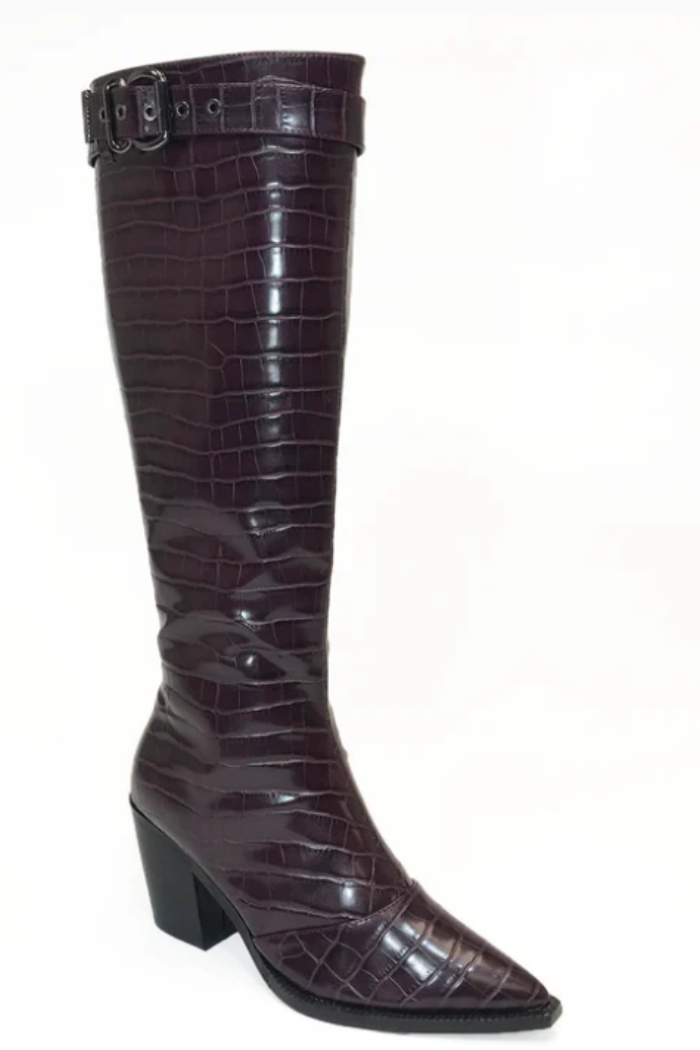 Rosie Burgundy Croco Boots