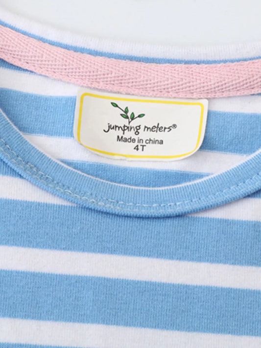 Children's Striped Unicorn Ruffle Sleeve Dress