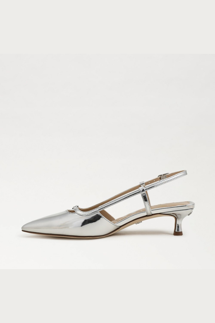 Toni Slingback Kitten Heel - Soft Silver Metallic
