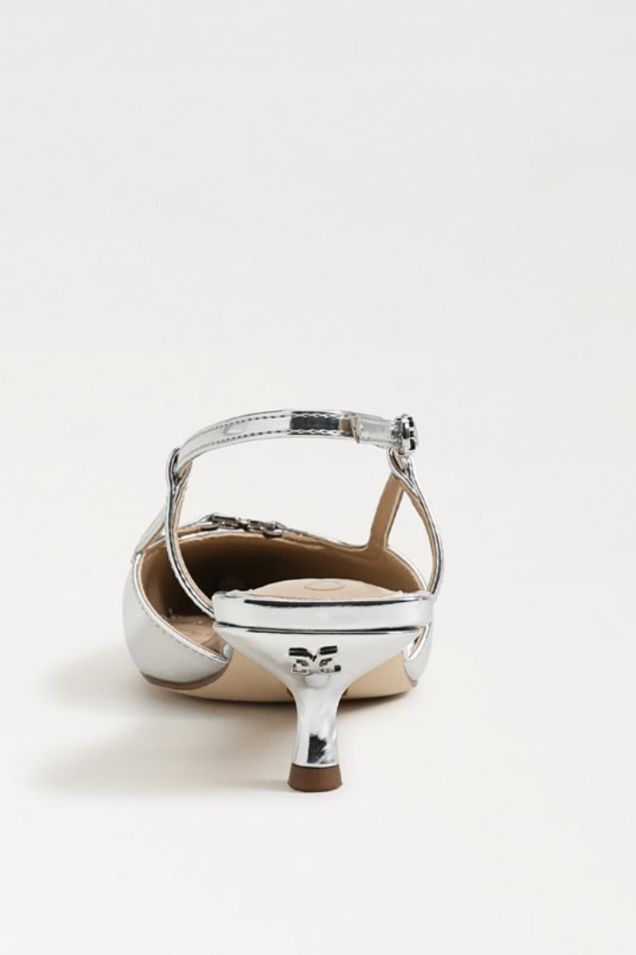 Toni Slingback Kitten Heel - Soft Silver Metallic