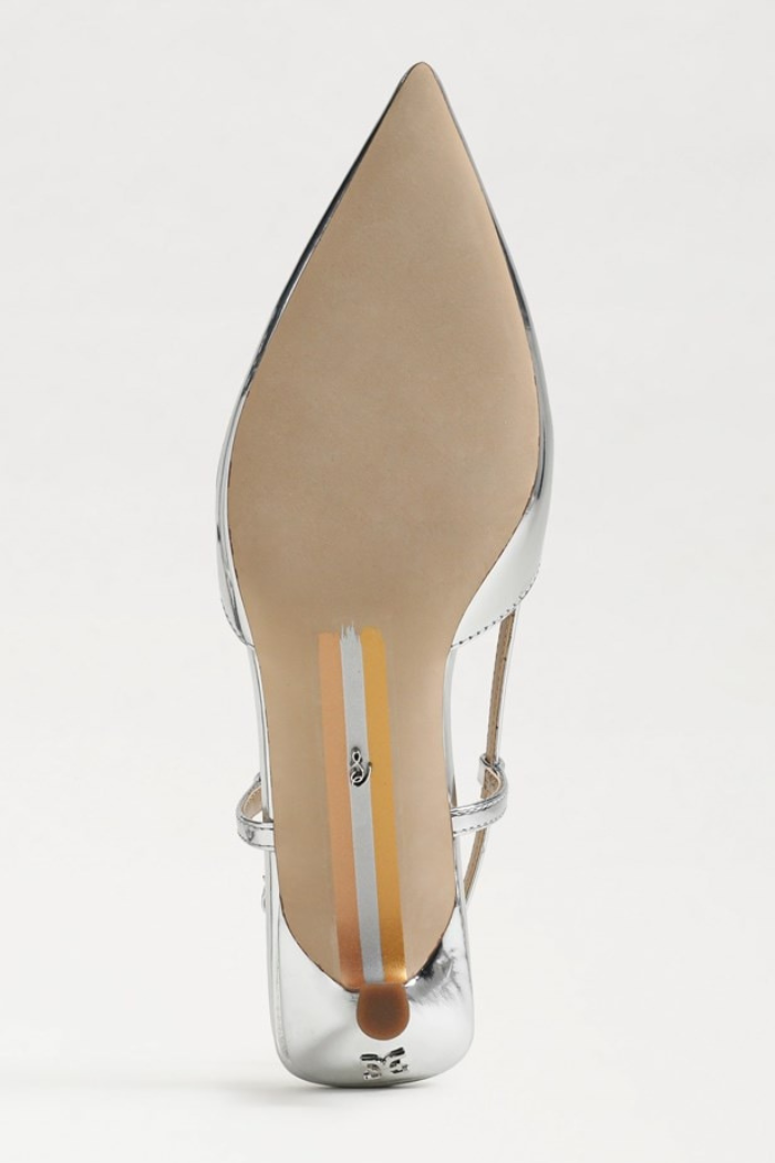 Toni Slingback Kitten Heel - Soft Silver Metallic