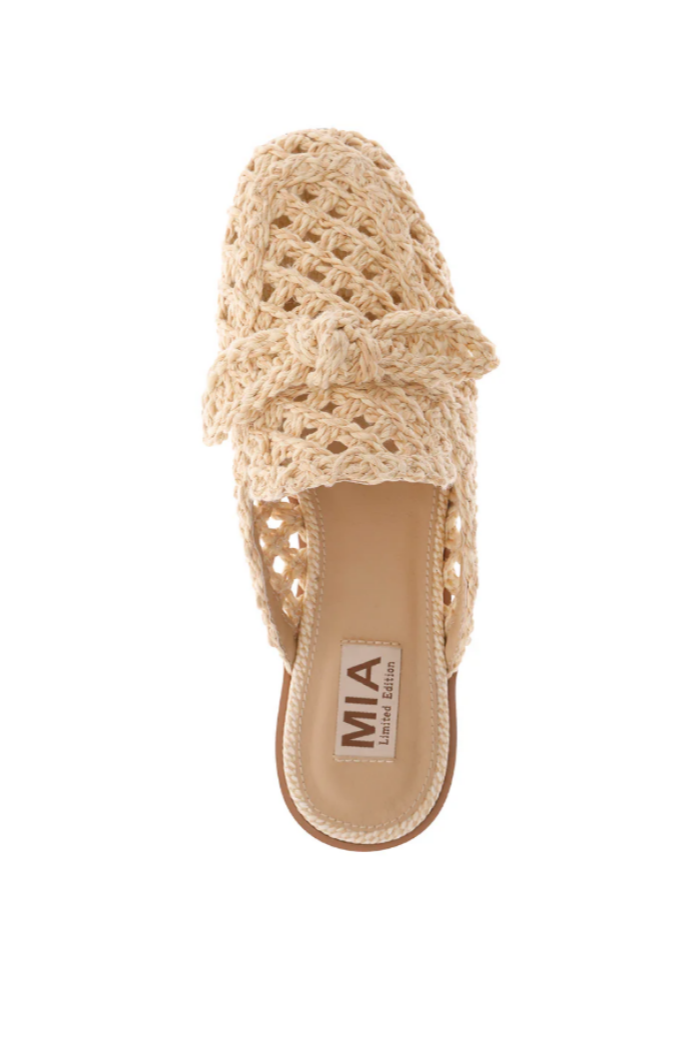 Layce Raffia Woven Bow Mule