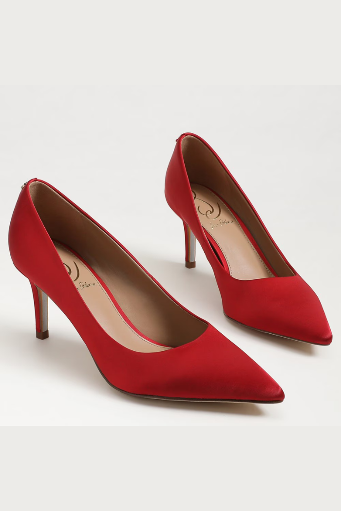 Vienna Pointed Toe Heel - Scarlet Satin