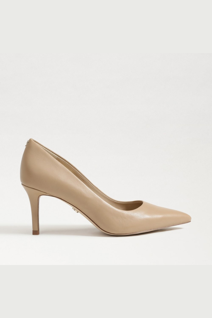 Vienna Pointed Toe Heel - Beige Leather