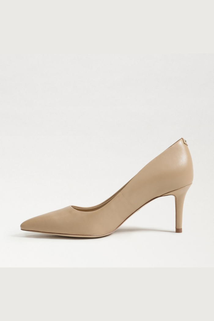 Vienna Pointed Toe Heel - Beige Leather