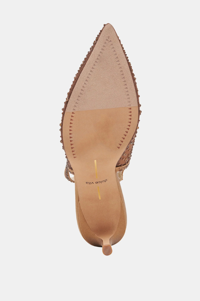 Kaye Crystal Heels - Mid Brown Mesh