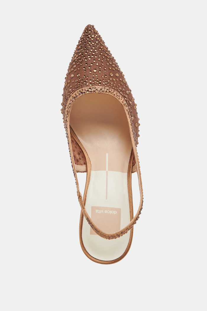 Kaye Crystal Heels - Mid Brown Mesh
