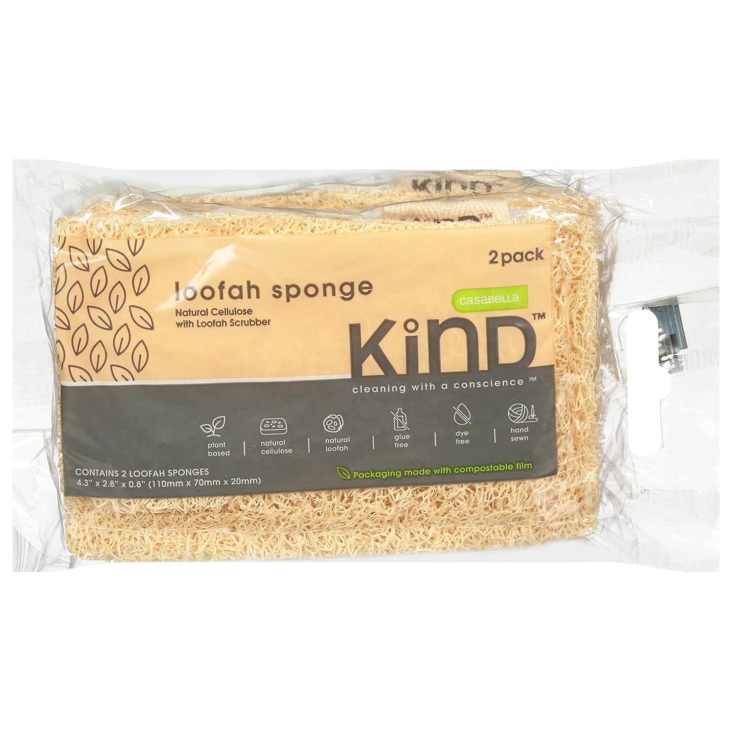 Casabella Kind Loofah Sponge Plant-Based (2-Pack, 12 Ct)