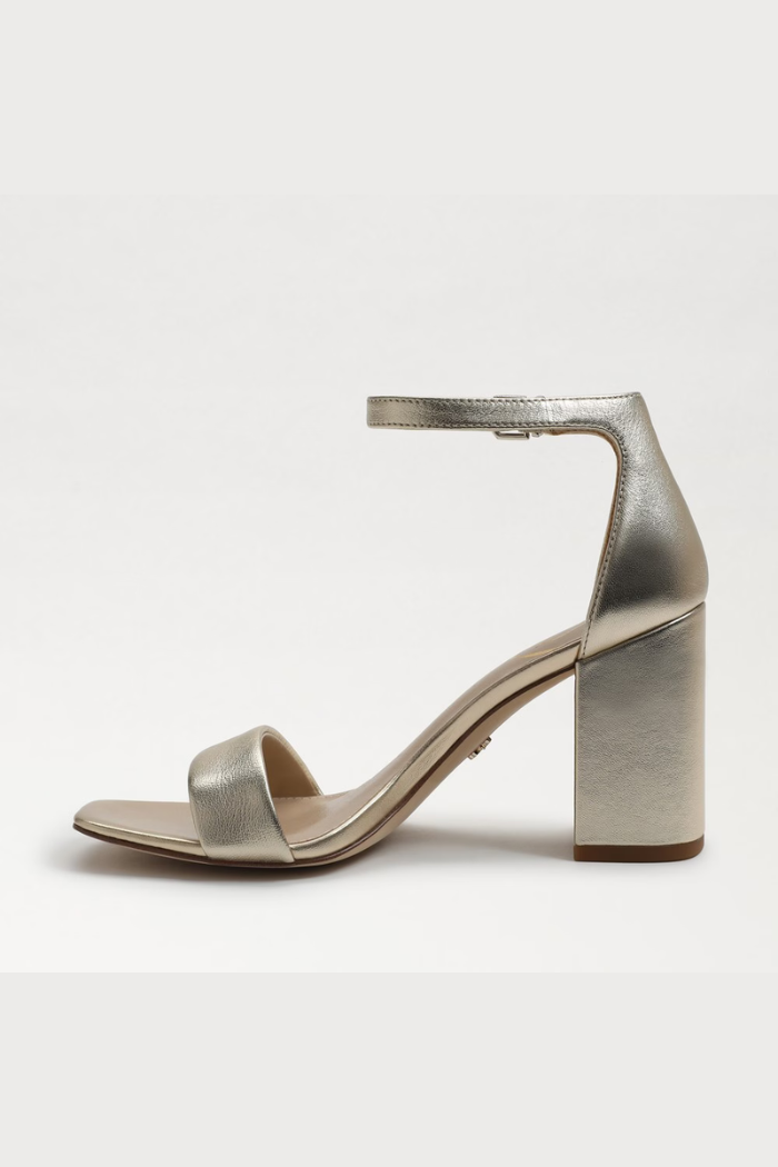 Daniella Block Heel Sandal- Gold Leather
