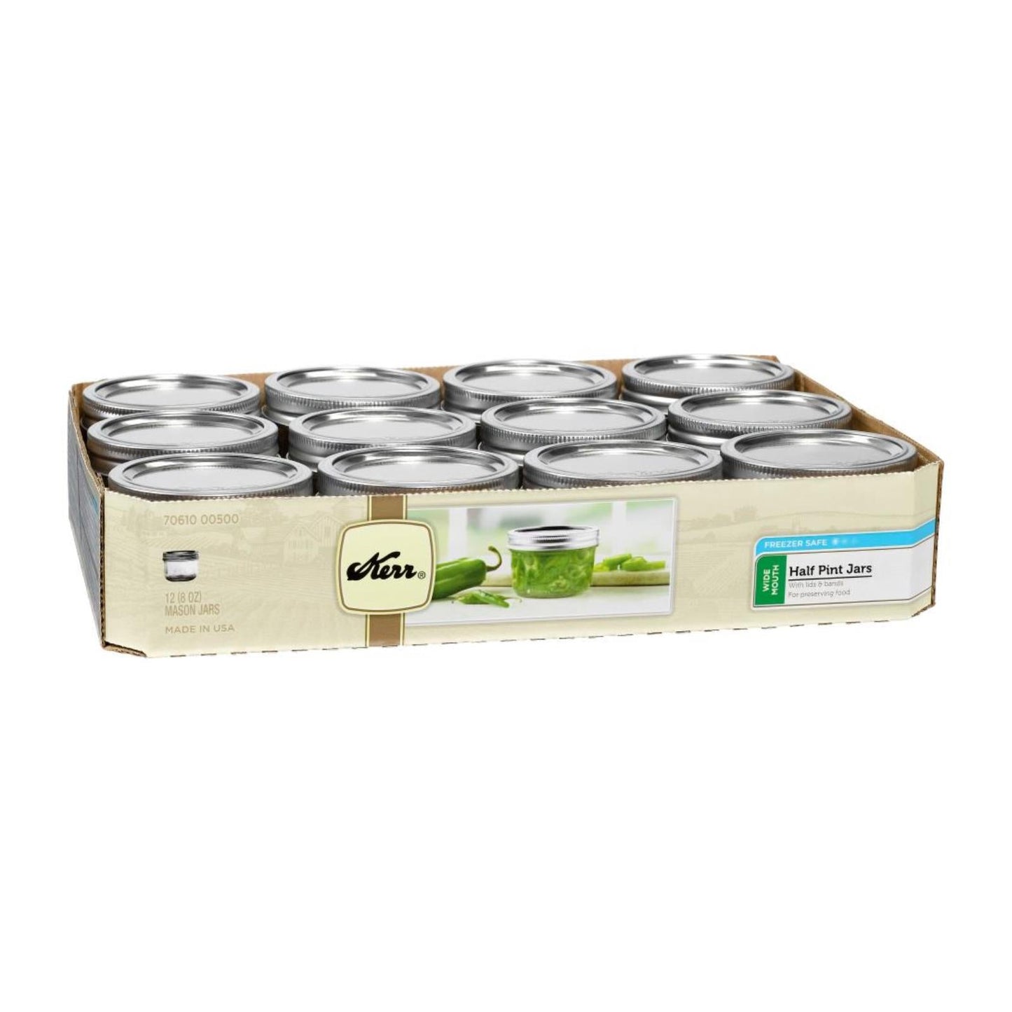 Kerr 8oz Wide Mouth Mason Jars - 12 Count Case