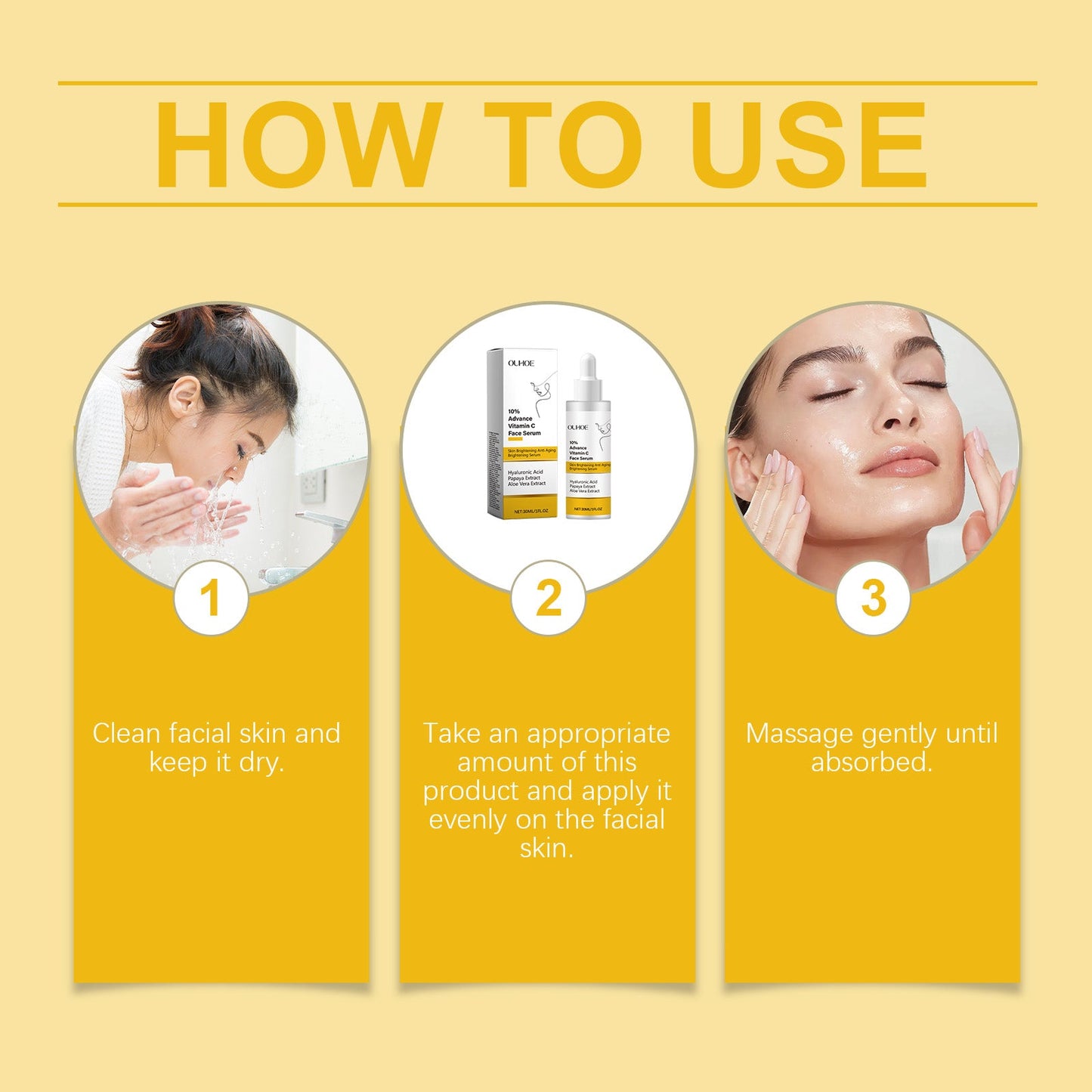 OUHOE Vitamin C Facial Essence, Hydrating And Moisturizing Facial Care, Soft And Smooth Improve Skin Moisturizing Essence