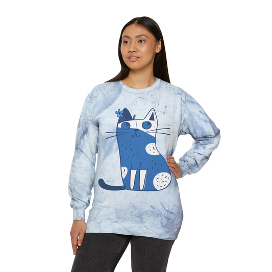 SW-066ML-24 Color Blast Crewneck Cat lover Sweatshirt