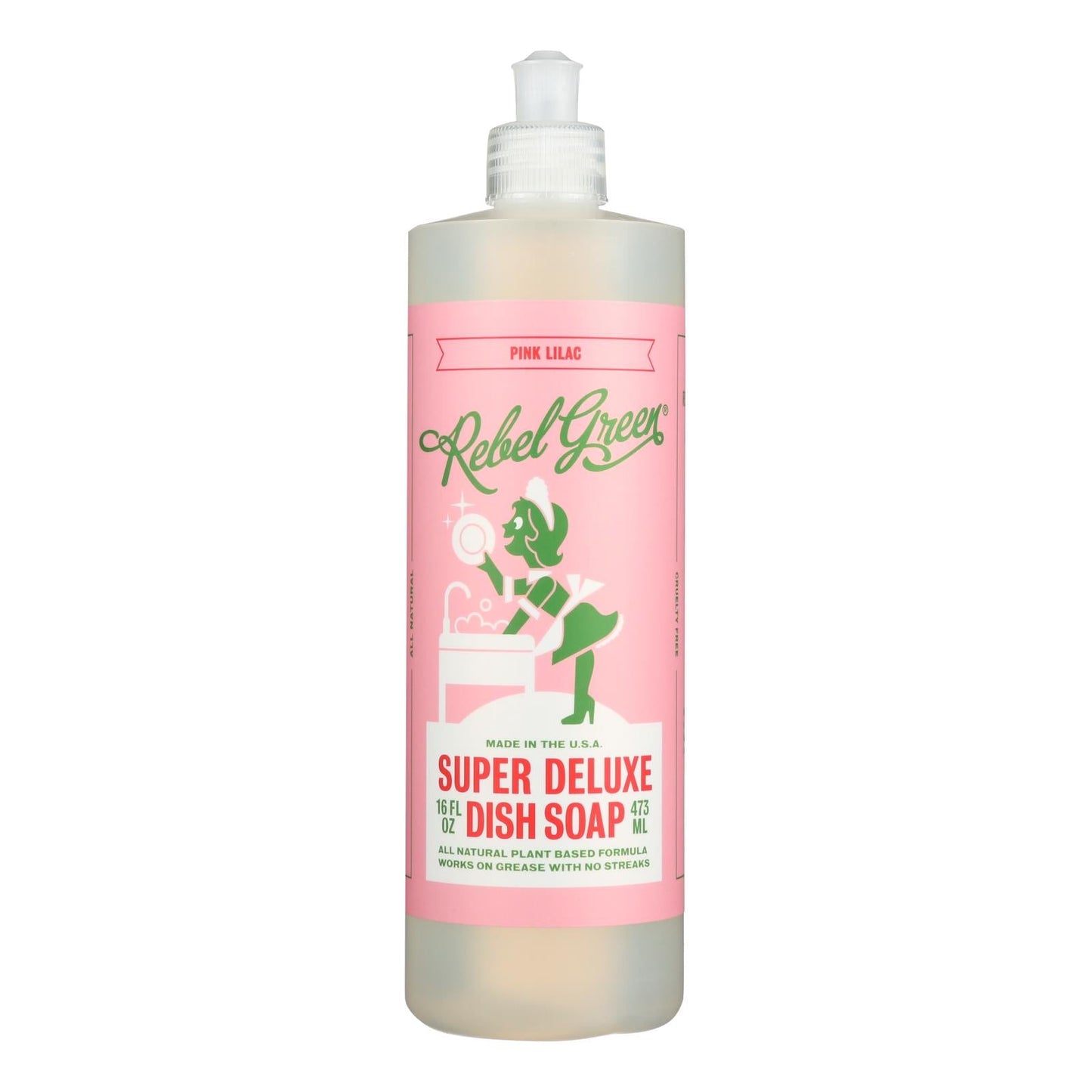Rebel Green Liquid Dish Soap, Pink Lilac, 16 oz, Pack of 4