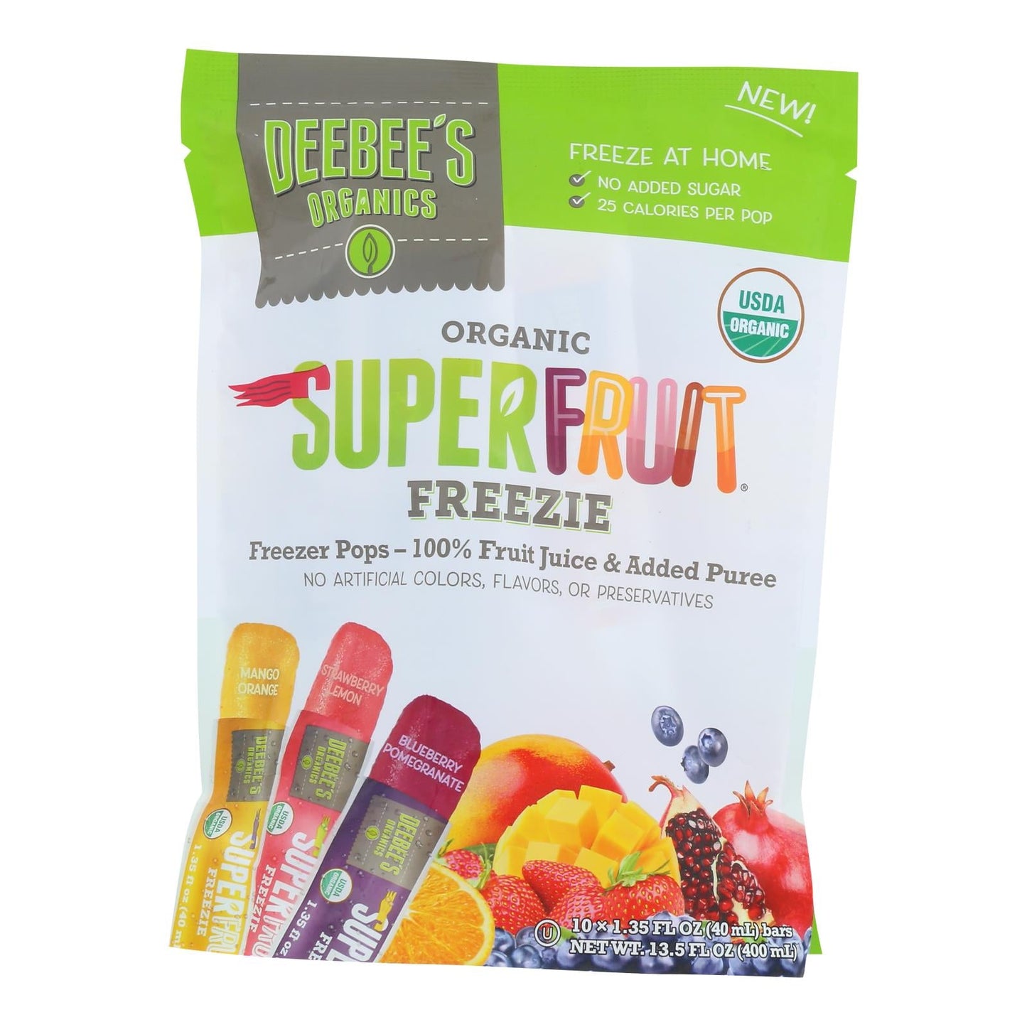 Deebee's SuperFruit Freezie Classic Organic Popsicles 10 Ct (Pack of 14)