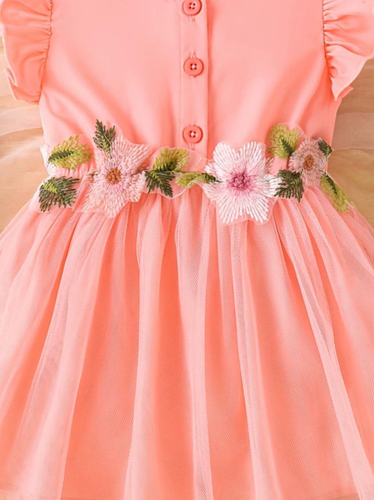 Children's Floral Ruffle Sleeve Dress