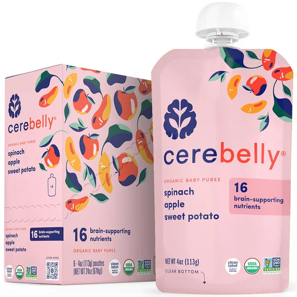 Cerebelly Spinach Apple Sweet Potato Puree | 3/4 Oz, Case of 6