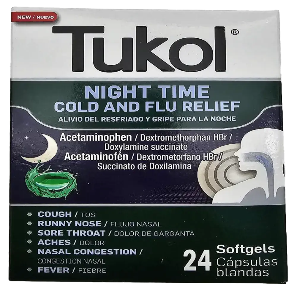 Tukol Softgel Caps Nightime Cold and Flu 24ct