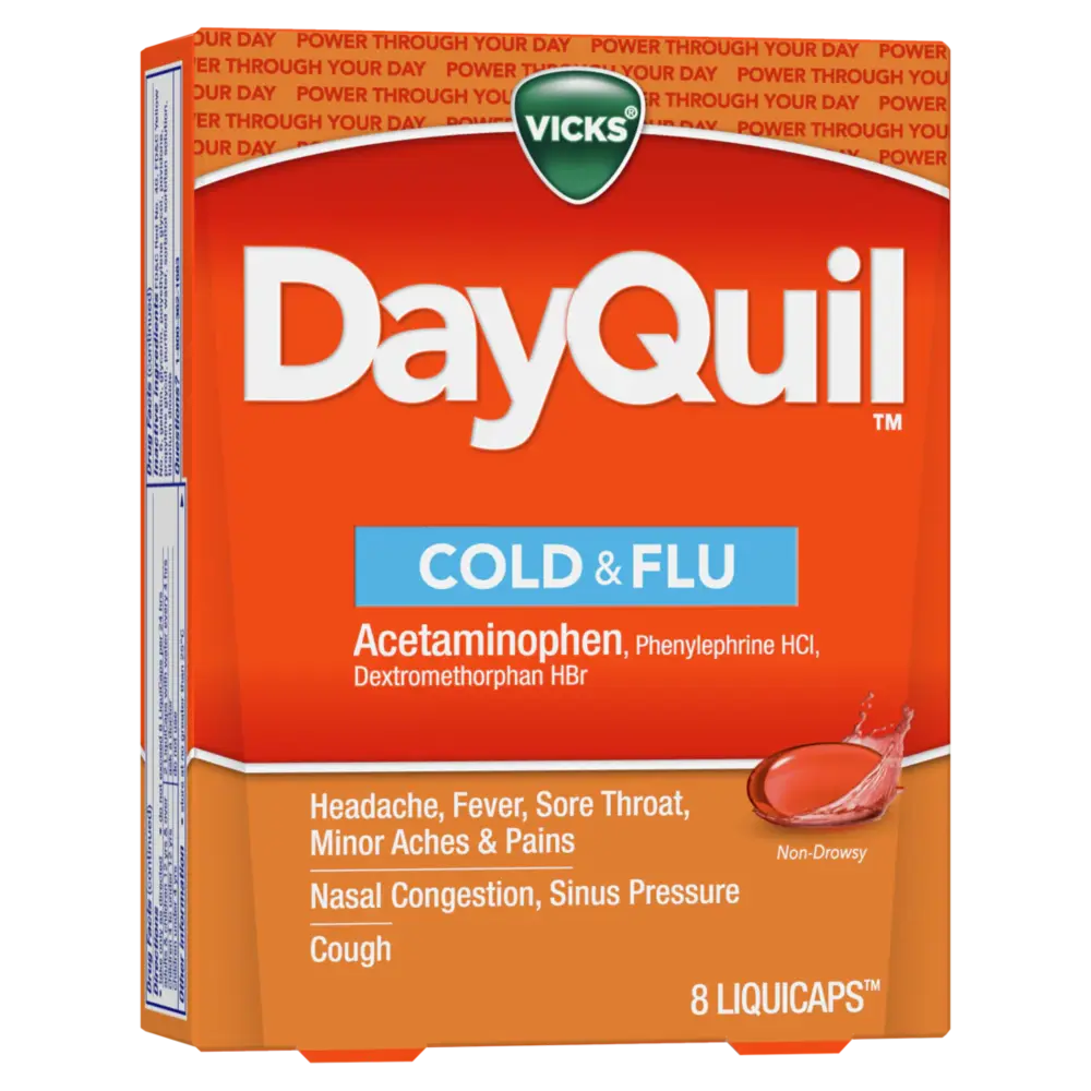 Vicks DQ Cold & Flu Non Drowsy Multi-symptom Daytime Relief 8 ct
